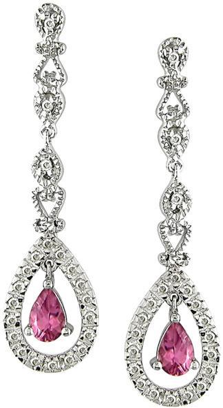 14k Gold Tourmaline and 1/3ct TDW Diamond Earrings (I-J, I2-I3)