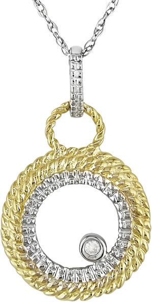 10k Two-tone Gold Diamond Circle Necklace