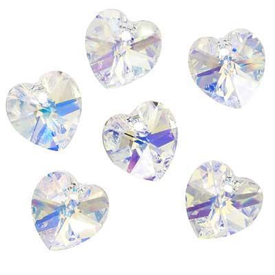 Austrian Crystal AB 10-mm Heart Pendants (Case of 12)