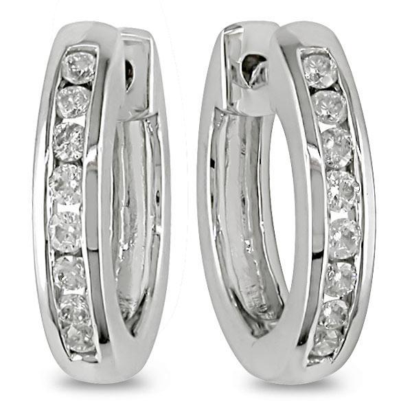 14k White Gold 1/4ct TDW Diamond Hoop Earrings (HIJ, I1-I2)