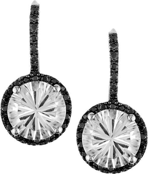 10k Gold 1/4ct TDW Black Diamond and Crystal Earrings