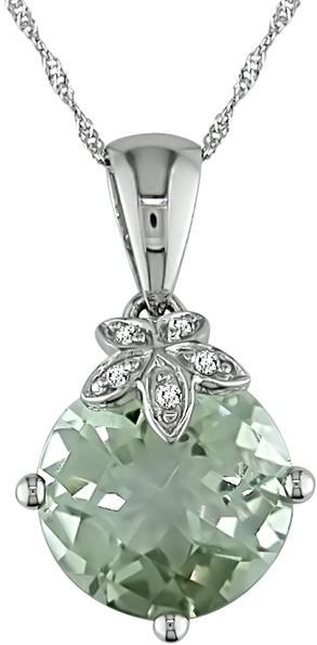 10k Gold Diamond and Green Amethyst Necklace