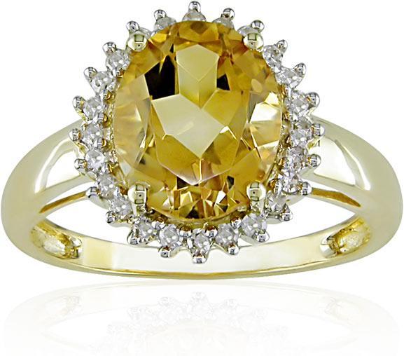 10k Yellow Gold Citrine and 1/5ct TDW Diamond Ring