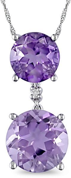 10k White Gold Amethyst and Diamond Necklace