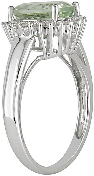10k Gold Green Amethyst and 1/5ct TDW Diamond Ring