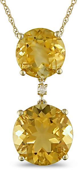10k Gold Citrine and Diamond Drop Necklace