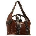 La Philipe Brown/ Dark Brown Buckle Shoulder Bag