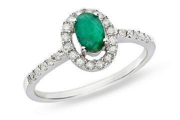 14k White Gold 1/4ct TDW Diamond and Emerald Ring