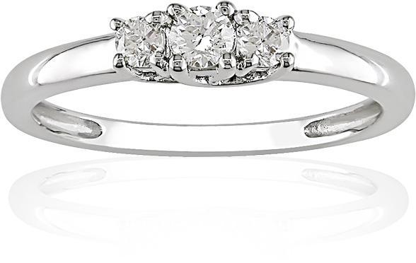 10k White Gold 1/4ct TDW Diamond 3-stone Ring (J-K, I2-I3)