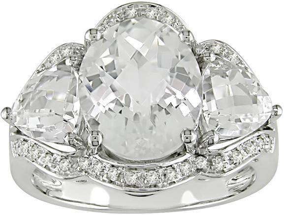 10k Gold White Topaz and 1/10ct TDW Diamond Ring
