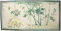 'Bamboo and Five Birds' Silk Painted Privacy Screen (China)