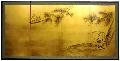 Gold Leaf 'Fishing for Life' Silk Painting (China)