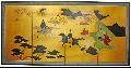 Gold Leaf 'View from the Heavens' Silk Room Divider (China)