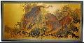 Gold Leaf 'Tigers on the Move' Silk Painting (China)