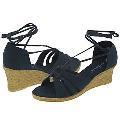 Annie Bubbles Navy Linen Sandals