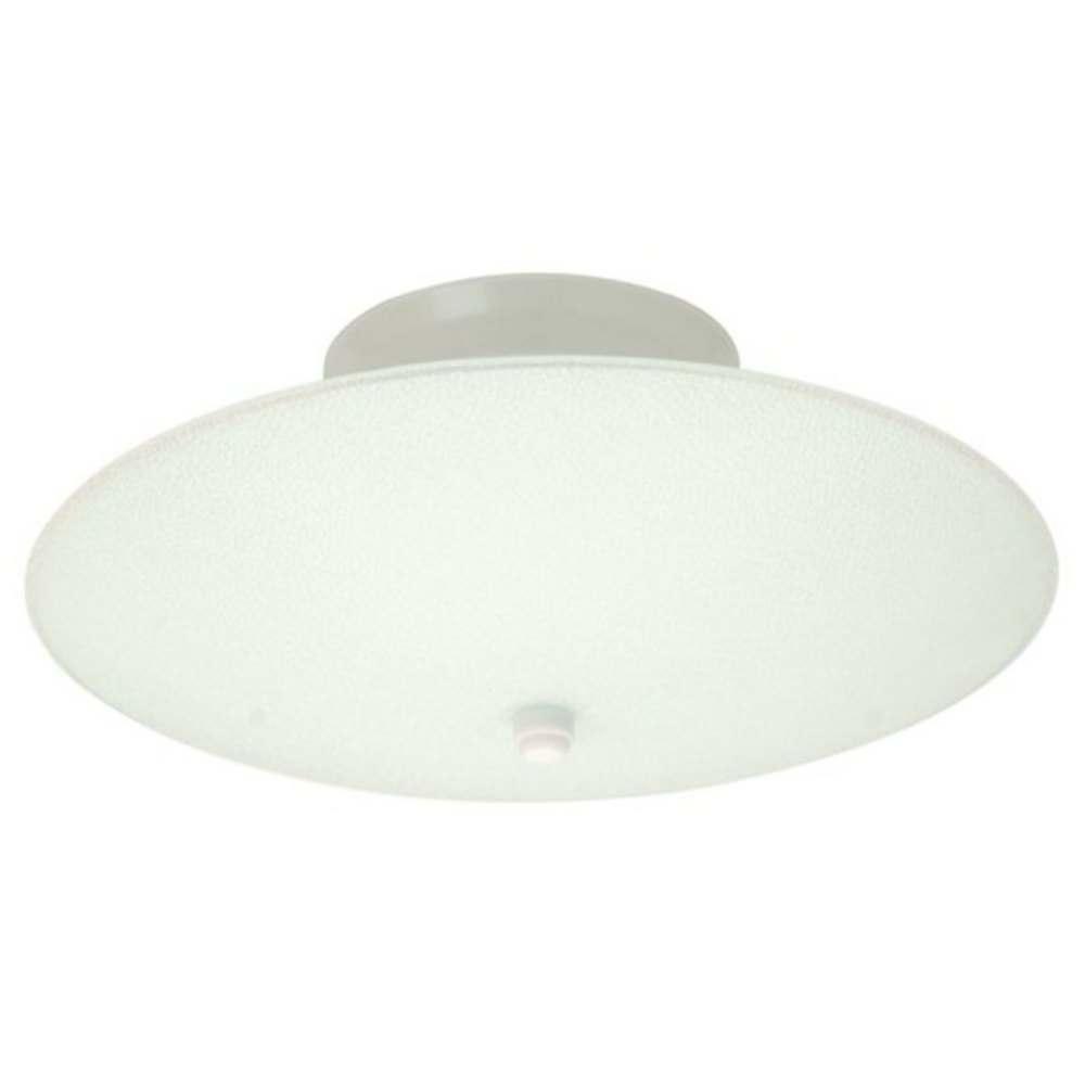 White Glass/ White Finish Three-light Flush Mount