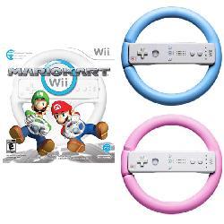 Mario Kart for Nintendo Wii and 2 Extra Wheels- Blue & Pink