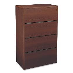 HON 10700 Series 4-Drawer Lateral File Cabinet - Mahogany
