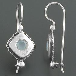 Sterling Silver Blue Chalcedony Earrings (India)