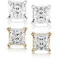 14k Gold 1/2ct TDW Princess-cut Diamond Earrings (G-H, SI1-SI2)