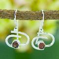 Sterling Silver Garnet Swirl Earrings (Indonesia)