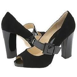 MICHAEL Michael Kors Hanna Open Toe Black Suede Pumps/Heels