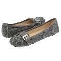 MICHAEL Michael Kors Alexandra Driver Grey Embossed Snake Flats