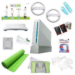 Nintendo Wii Super Fit Bundle- Wii Fit, Steering Wheels, Boxing Gloves, Yoga Mat, and More