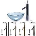 Kraus 14-inch Clear Glass Vessel Sink and Bruno Bathroom Faucet
