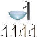 Kraus 14-inch Frosted Glass Vessel Sink and Sheven Faucet