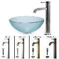 Kraus 14-inch Frosted Glass Vessel Sink and Ramus Faucet