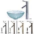 Kraus 14-inch Broken Glass Vessel Sink and Sheven Bathroom Faucet