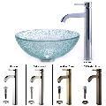 Kraus 14-inch Broken Glass Vessel Sink and Ramus Bathroom Faucet