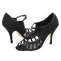 rsvp Liz Black Satin W/Patent Trim Pumps/Heels