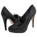 Promiscuous Doted On Black Leather/Black Patent Pumps/Heels