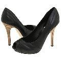 Type Z Raven Black Leather Pumps/Heels