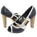 Type Z Jamie Navy/Silver Leather Pumps/Heels