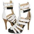 Type Z Cher White Leather/Black Snake Sandals