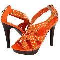 Type Z Harperr Oragne Patent Sandals