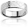 Two-tone Satin Polished Stainless Steel Diamond Pattern Ring