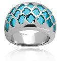 Stainless Steel Turquoise-color Resin Inlay Ring