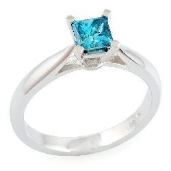 14k Gold 5/8ct TDW Princess-cut Blue Diamond Ring (SI) (Size 6.75)