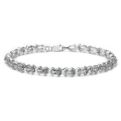 Sterling Silver Oval-cut Aquamarine Link Bracelet