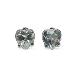 Sterling Silver Heart-cut Aquamarine Stud Earrings