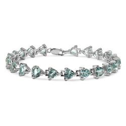 Sterling Silver Trillion-cut Blue Topaz Link Bracelet