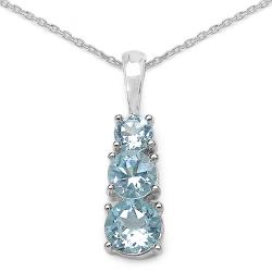 Sterling Silver Round-cut Blue Topaz Necklace