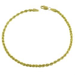 10k Yellow Gold 7-inch Rope Chain Bracelet (2 mm)