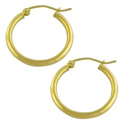 10k Yellow Gold 21-mm Polished Tube Hoop Earrings