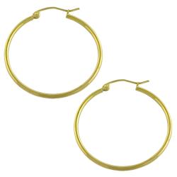 10k Yellow Gold 31-mm Polished Tube Hoop Earrings