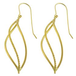 14k Yellow Gold Diamond-cut Leaf Dangle Earrings